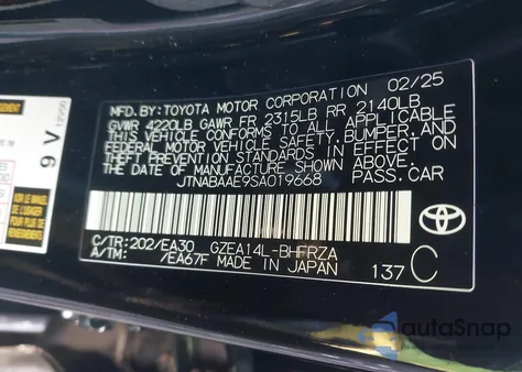 2025 Toyota Gr Corolla Premium Plus z USA, uszkodzony, nr VIN JTNABAAE9SA019668